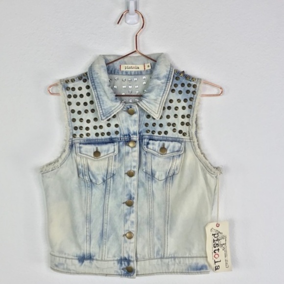 pistola Jackets & Blazers - PISTOLA Studded Acid Wash Vest